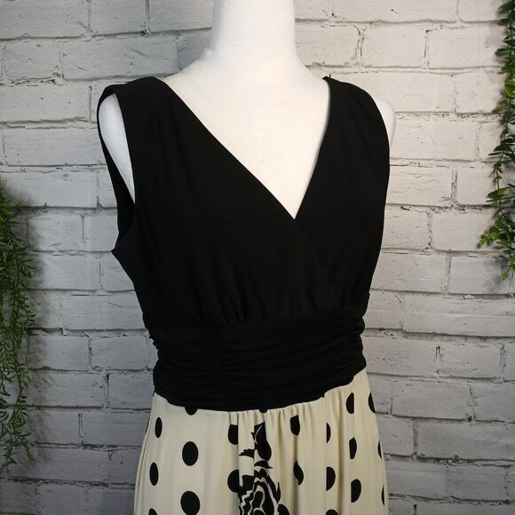 WOMENS JESSICA HOWARD AFTER 5 BLACK AND WHITE SLEEVELESS V-NECK DRESS, SIZE 10P - Picture 5 of 9